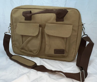 Bella Russo Cotton Canvas Computer Travel Tote Bag w/Shoulder Strap Tan Khaki - Image 1 of 4