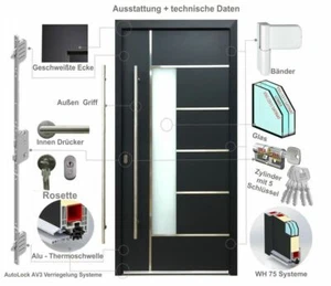Welthaus Haustür WH75 Aluminium mit Kunststoff LA40 AKTION KÖLN Ud=0,8 W/m²K - Bild 1 von 13