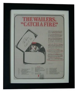 BOB MARLEY+WAILERS+Catch A Fire+POSTER+AD+RARE+ORIG 1973+FRAMED+FAST GLOBAL SHIP - Imagen 1 de 2
