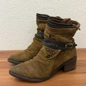 AS 98 Hercegovina olivbraune Wildleder spitz zulaufende Stiefeletten Größe 38 7,5-8 - Bild 1 von 21