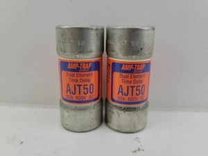 2pcs, Gould Ferraz Shamwut, AJT50, 600V 50Amp Cartridge Fuse (8C4) - Picture 1 of 1