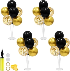 Black Gold Balloon Stand Centerpiece for Birthday, Wedding, Graduation, New Year - Picture 1 of 12