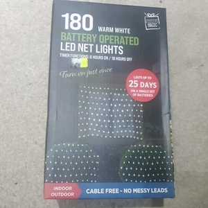 180 Battery Operated LED Net Lights. warm white - Picture 1 of 3