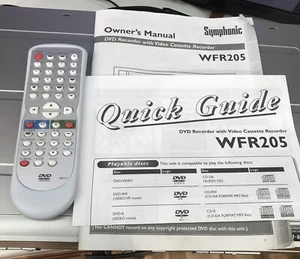 DVD VCR Symphonic WRF205 Recorder Video Cassette Dubbing Remote Guide - Picture 1 of 10