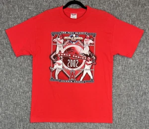 Vintage MLB Anaheim Angels 2002 World Series Champions T Shirt L Red Players - Picture 1 of 9