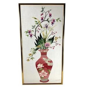 Vintage Elsa Williams Crewel Embroidery Magnolia Floral Vase Completed Framed - Picture 1 of 5