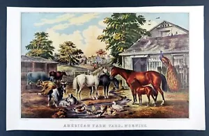 Currier and Ives AMERICAN FARM YARD - MORNING, 1947 calendar print - Picture 1 of 3