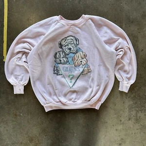 Vintage 80s Guess USA Cute Shar Pei Dogs 1987 Crew Neck Sweatshirt Size Small - Picture 1 of 6