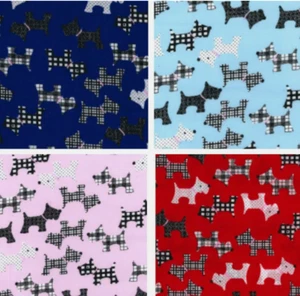 Dog Polycotton Fabric Scottish Terrier Sewing Crafts By The Metre - Picture 1 of 3