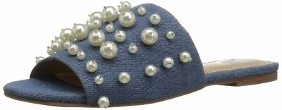 Zapatilla para mujer The Fix Faris Pearl sandalia plana de tela talla 7 mediana EE. UU. Foto 1 de 4