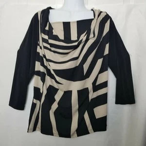 Chico's Womens Striped Blouse Long Sleeve Size 2 - Picture 1 of 5