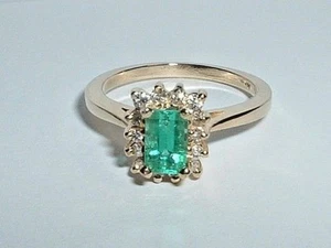 14 Karat Gelbgold Smaragd & Diamant Ring - Bild 1 von 7