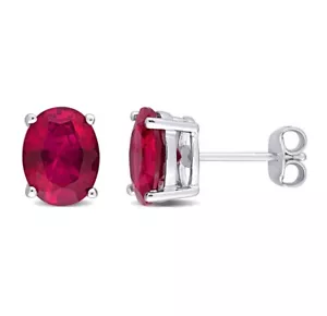 925 Sterling Silver Red Cubic Zirconia Stud Earrings For Men Women Unisex Studs - Picture 1 of 3