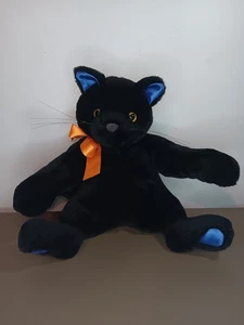 Hallmark Halloween Midnight Black Cat Plush Stuffed Animal Pre-Owned - Picture 1 of 11
