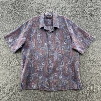 Tori Richard Shirt Men Large Blue Purple Paisley Aloha Cotton Lawn Hawaii USA - Image 1 of 4