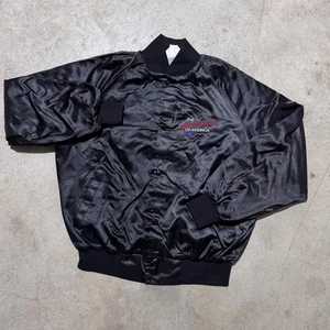 Vintage 90s WestArk Chevrolet Satin Bomber Jacket Made in USA Mens Black Large - Bild 1 von 7