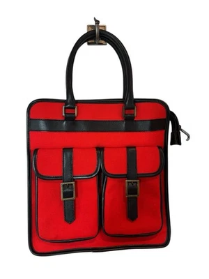 Bolso de Mano Jaeger De Colección Lona y Cuero Rojo Retro Mod Scooter Estilo Años 60 Foto 1 de 4