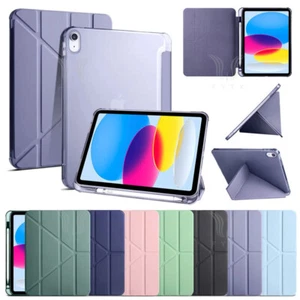 For iPad 10th 10.9 5/6/7/8/9th Air Pro mini Origami Leather Case w/Pencil Holder - Picture 1 of 20