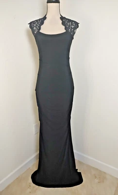 CACHE Sexy  Metallic Lace Stretch Evening  Maxi  Black ress  GOWN   SZ 2  B12 - Image 1 of 4