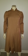70s Vintage Brian Tucker I. Magnin camel brown wool shirt secretary dress 8 