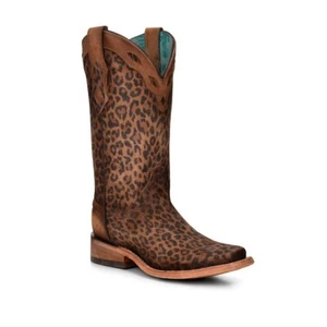 Corral Ladies Leopard Print Square Toe Boots C3788 - Picture 1 of 4