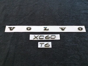 OEM Style Gloss Black Set Volvo XC60 T6 Rear Badge Emblem Decal Replacement - Picture 1 of 4