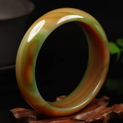 Brazalete Brazalete Ágata 60mm Natural Marrón Verde Calcedonia Jade 06123 Foto 1 de 4