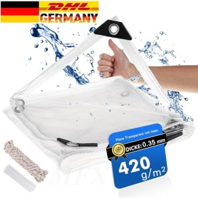Lona PVC transparente impermeable 420 g/m² lona protectora camión lámina jardín transparente - Imagen 1 de 4