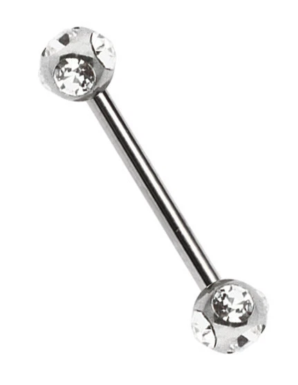 Piercing Gioielli Seno Intimo Barra Bilanciere 1,6mm con Due 5-Stein Sfere A 6mm - Immagine 1 di 3