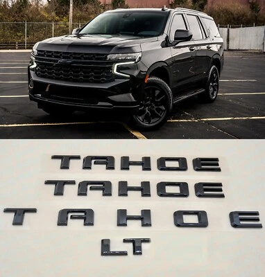 Kit de emblemas LT puerta trasera Chevrolet Tahoe 2021 negro brillante GM OEM 4 piezas Foto 1 de 4