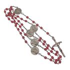 Rosary Pope John Paul II Red Facet Bead Silver Tone Immaculate Conception 22.25"