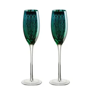 Artland Peacock Set of 2 Champagne Flutes - Picture 1 of 1