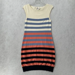 Milly of New York Sheath Dress Womens SMALL Knit Striped Sleeveless Orange Blue - Picture 1 of 8