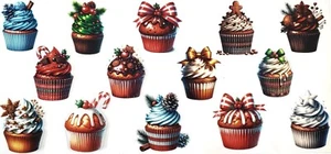 Fancy Cupcakes - 16 Oz UV DTF Transfer Vinyl Sticker - Decal Cup Wrap - Picture 1 of 1