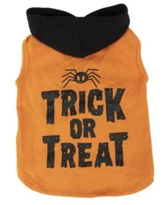 Halloween Cat Dog Pet Clothing Black/Orange Trick Or Treat Hoodie Size XS - Picture 1 of 4