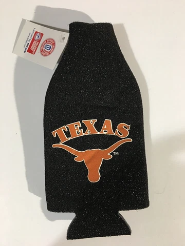 Collegiate Licensed Texas Longhorns 12oz Bottle Glitter Foam Zippered Koozie Cover