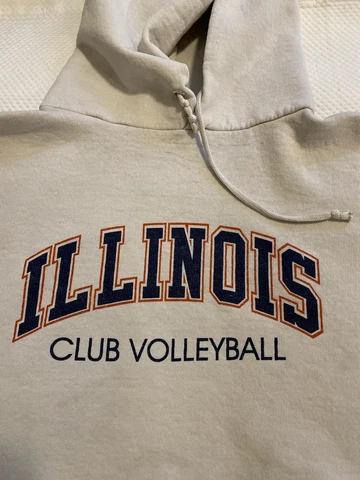 Vintage University of Illinois Fighting Illini Club Volleyball Hoodie M Jerzees Cover
