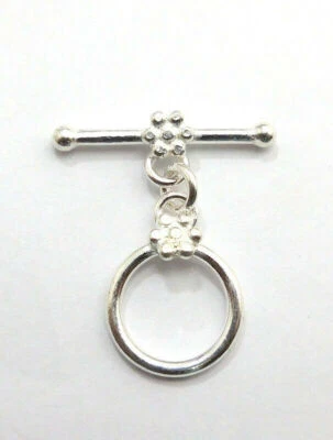 6 Set 15X25mm Bali Toggle Clasp Sterling Silver Plated Jewelry Making vm-76 - Image 1 of 3