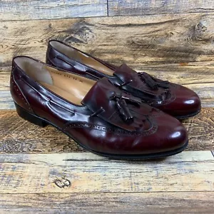 Salvatore Ferragamo Burgundy Leather Kiltie Tassel Loafers Mens 12 2E Made Italy - Picture 1 of 10