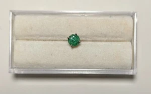 One Single Natural Emerald Stud Earring 14K WG 4.4mm .35ct Round Mens Certified - Picture 1 of 5