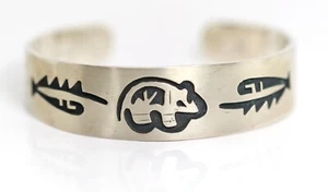 925 Sterlingsilber Armspange MEXICO – Ethnos Dekor Tier geschwärzt, L: 16cm - Picture 1 of 6