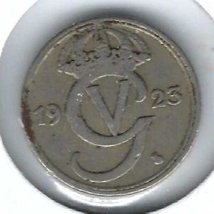 1923 Sweden 10 Ore Gustaf V Nickel-Bronze Coin! (#2) - Picture 1 of 2