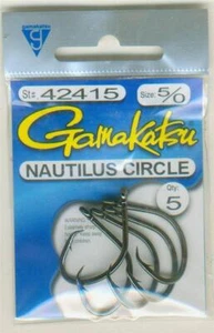 GAMAKATSU 5/0 NAUTILUS CIRCLE HOOKS  BASS CATFISH MAHI  43415 - Picture 1 of 1