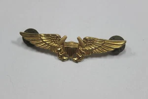 Vintage Navy Flight Officer Badge Wing Hilborn Hamburger 1/20 10K Sterling - Picture 1 of 7