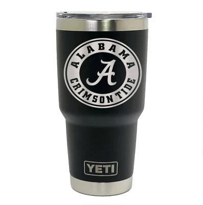 Alabama Crimson Tide YETI Laser Engraved 20 or 30 oz. Black Tumbler