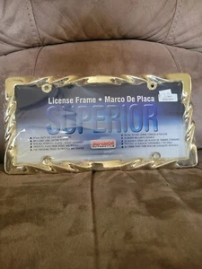 TWIST VINTAGE CLASSIC GOLD METAL LICENSE PLATE FRAME LPF-TWIST - Picture 1 of 2