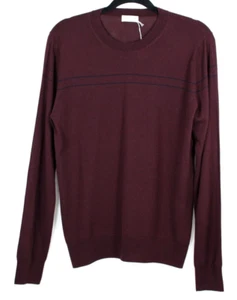 DRIES VAN NOTEN Burgundy & Navy Merino Wool Men's Pullover Sweater M - Picture 1 of 5