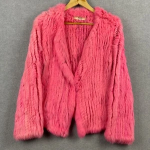 Arelle Jacket Womens Medium Pure Pink Dyed Rabbit Fur Blazer Soft Handcrafted - Picture 1 of 7
