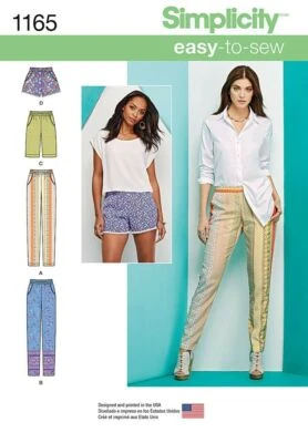 SIMPLICITY 1165 MISSES PULL ON PANTS & SHORTS Sewing Pattern Sizes 6-14 & 14-22 - Image 1 of 4