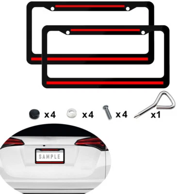 Cubiertas de etiqueta de marco de matrícula de coche línea roja de metal para accesorios Chevrolet 2 un. Foto 1 de 4